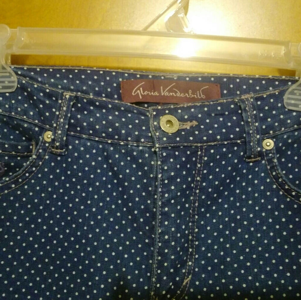 Gloria Vanderbilt Jeans 4 Missy Dark Blue w/ Dots